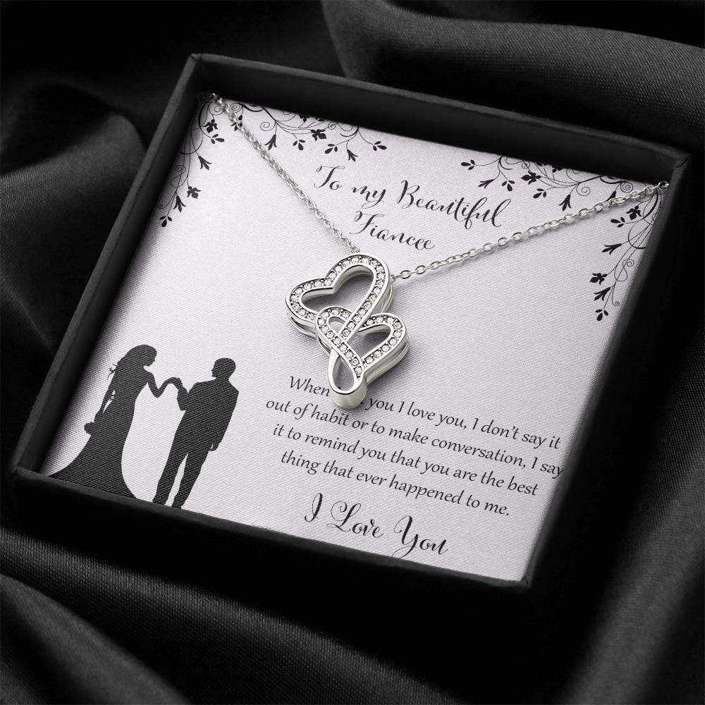 To My Beautiful Fiance Double Hearts Necklace