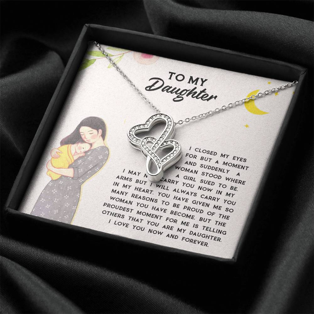 To Daughter From Dad 2 Double Heart Necklace Gift  - Mother And Daughter Necklace - Mom Gift - Mother Jewelry - Daught 3 Double Hearts Necklace