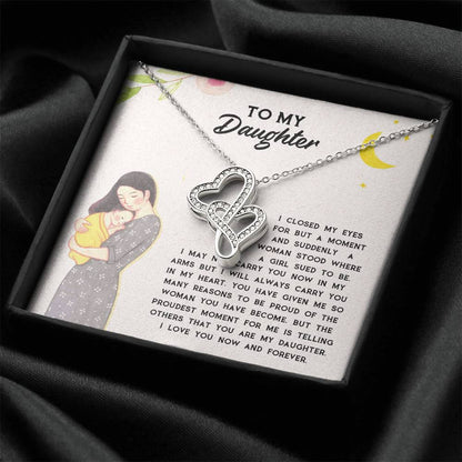 To Daughter From Dad 2 Double Heart Necklace Gift  - Mother And Daughter Necklace - Mom Gift - Mother Jewelry - Daught 3 Double Hearts Necklace