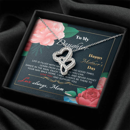 To My Daughter I Love You Forever Love Necklace Mother's Day - Daughter Necklace - Mother Daughter Jewelry Gift - Daug 1 Double Hearts Necklace