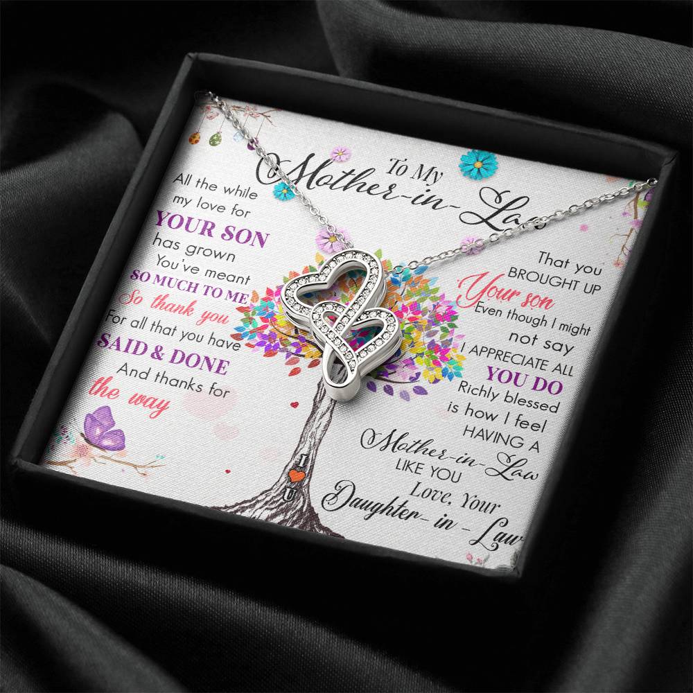 To My Mother In Law 2 Double Hearts Necklace