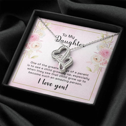 To My Daughter One Of The Greatest Joys  Double Hearts Necklace