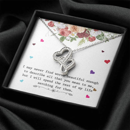 To My Wife Necklace - Anniversary Gift For Wife - Gift For Wife Double Hearts Necklace