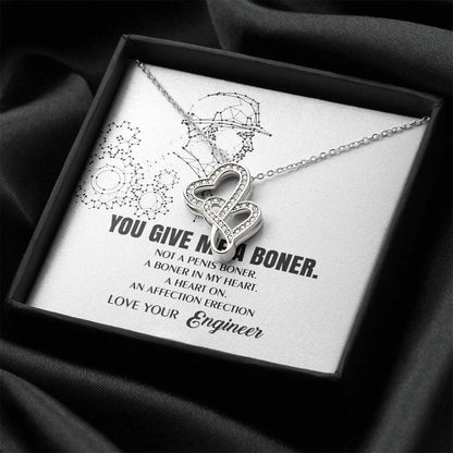 You Give Me A Heart Boner An Affection Erection  Funny & Sarcastic Love For Her Mature Best Fu Double Hearts Necklace