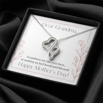 Dear Grandma  Double Hearts Necklace