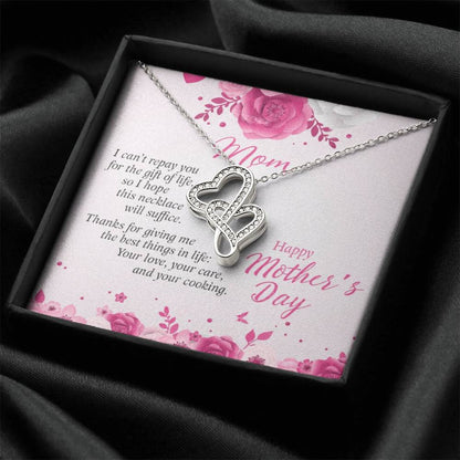 To My Mom Necklace Double Hearts Necklace