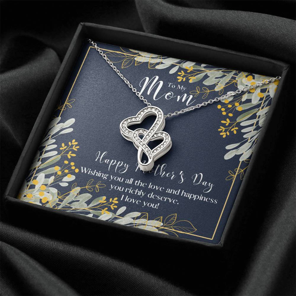 To My Mom Necklace  Mom Gift  Mother’S Day Gift  Birthday Gift  Gift From Daughter  Gift From Son  Mother's Day Gift F Double Hearts Necklace