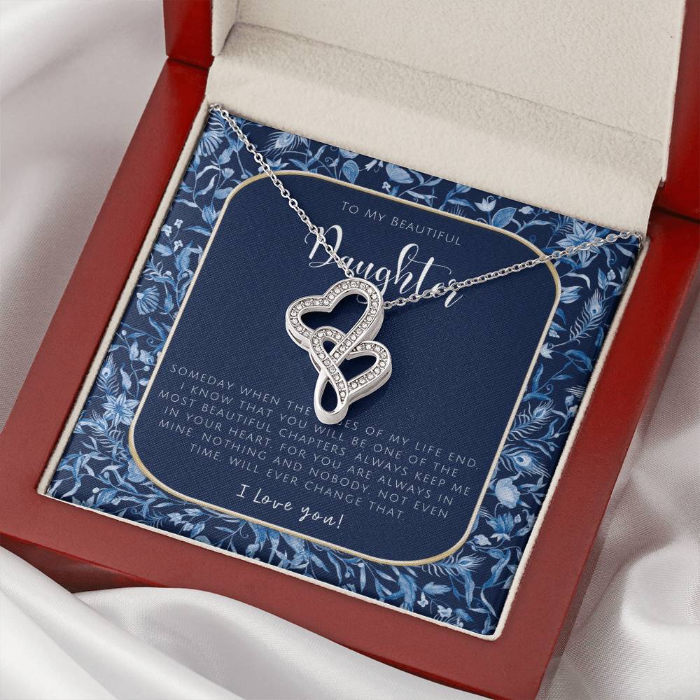 Daughter Gift - To My Daughter Necklace From Mom - To My Daughter Necklace From Dad - Gift For Daughter From Mom - Dau Double Hearts Necklace