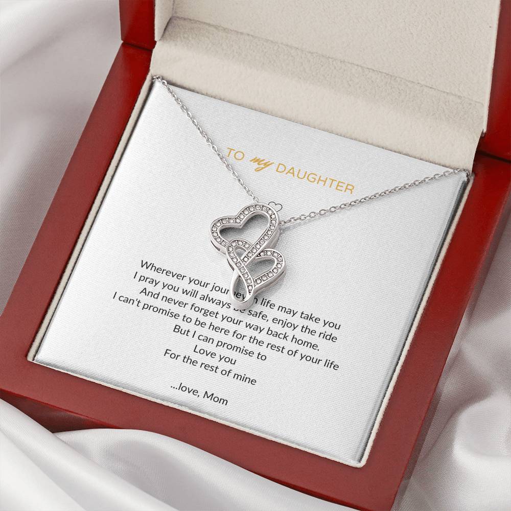 To My Daughter I Love You Forever Love Necklace Mother's Day - Daughter Necklace - Mother Daughter Jewelry Gift - Daug Double Hearts Necklace
