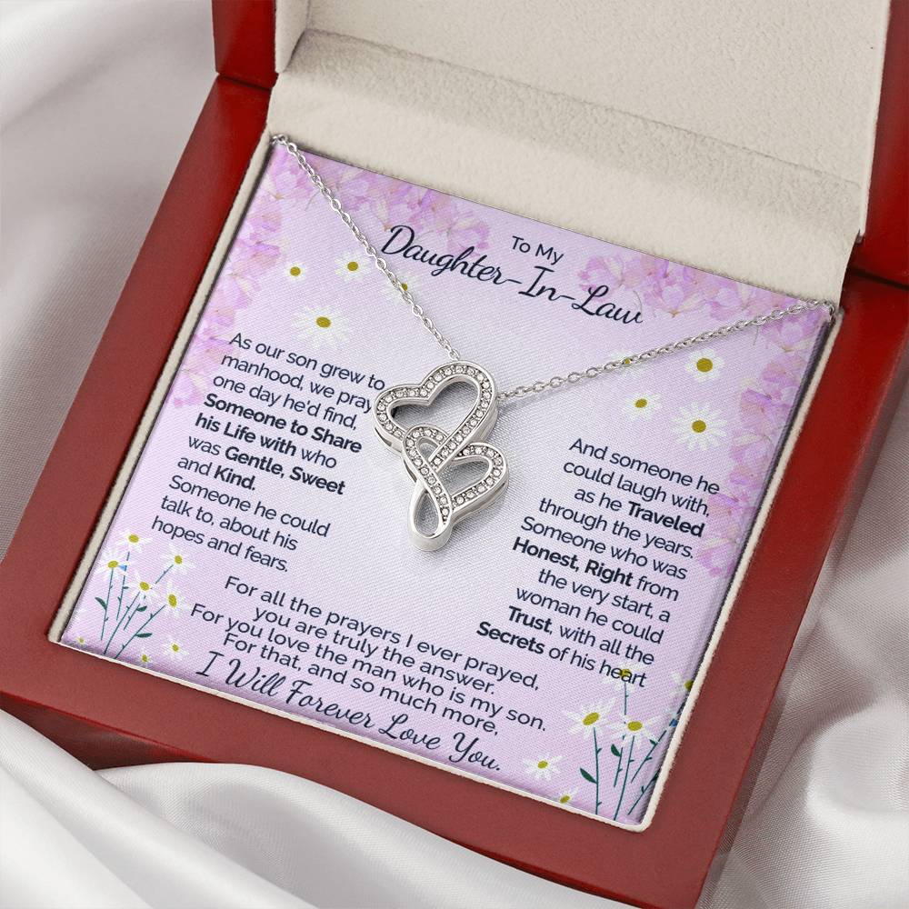 A Gift For Daughter In Law  - You Are Truly The Answer 3 Double Hearts Necklace