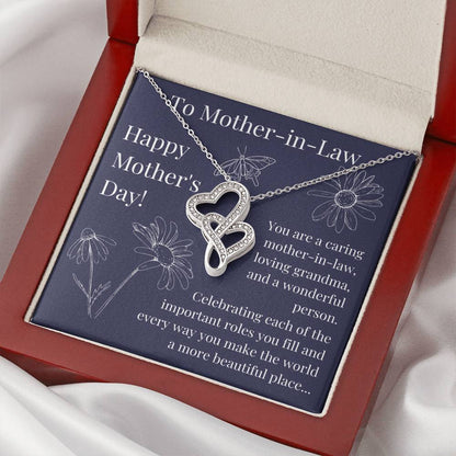 Mother-In-Law Mother's Day  Double Hearts Necklace