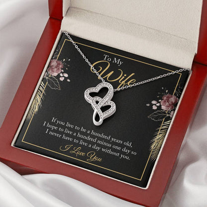 To My Wife - I Love You -  Double Hearts Necklace