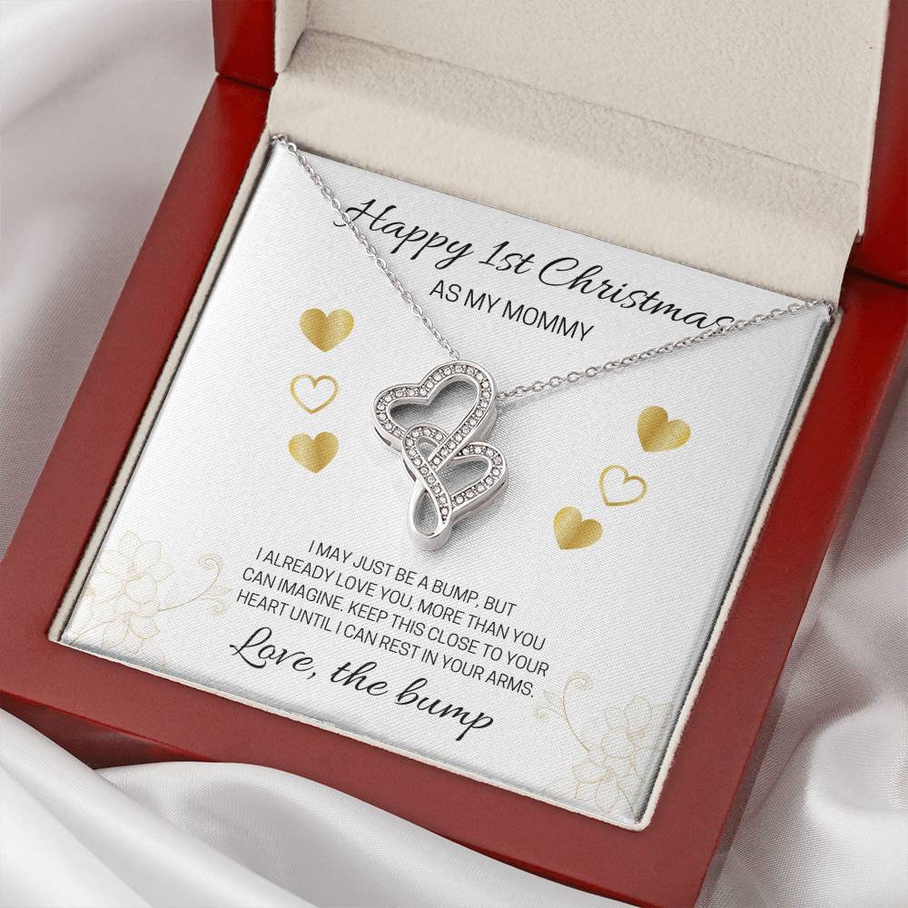 Happy 1St Christmas White Double Hearts Double Hearts Necklace