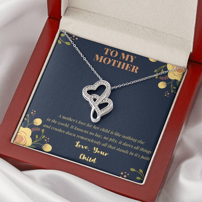 My Mom Gift Card No Pity No Law-  Jewelry Double Hearts Necklace