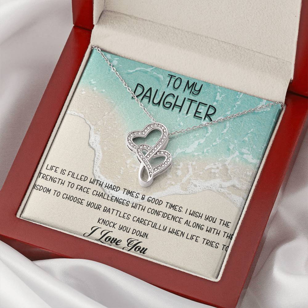 To My Daughter Necklace - Mom To Daughter Double Heart Necklace Gift - Mom And Daughter Always Remember Gift From Mom  5 Double Hearts Necklace