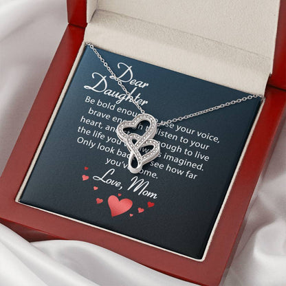 To Daughter From Dad 2 Double Heart Necklace Gift - Daughter Gift - To My Daughter Necklace From Mom - To My Daughter  Double Hearts Necklace