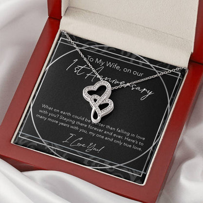 Joined Hearts Necklace Anniversary Gift For Wife To My Wife Wife Jewelry Anniversary Necklace Wife Gift Sentimental An Double Hearts Necklace