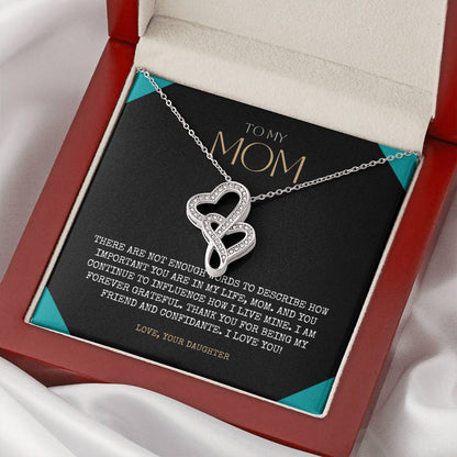 Personalized Gift To My Mom Necklace Birthday Valentines Gift To My Mother Silver Jewelry For Women Love Knot Necklace Double Hearts Necklace