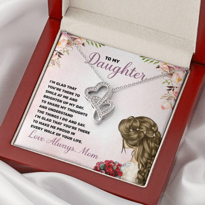To My Daughter -  Gift Double Hearts Necklace