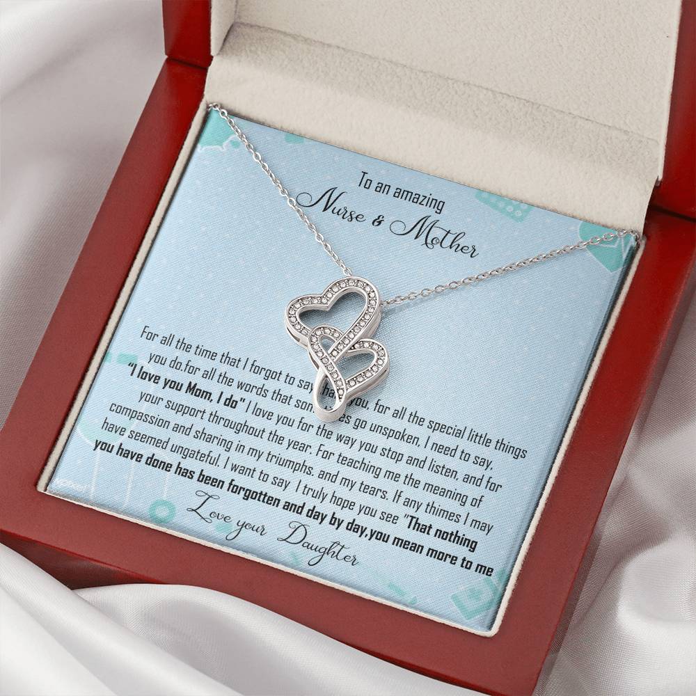 Nurse Mom Gift Double Heart Necklace Gift For Nurse Mother Double Hearts Necklace
