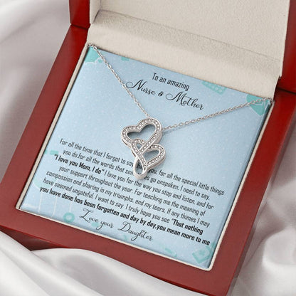 Nurse Mom Gift Double Heart Necklace Gift For Nurse Mother Double Hearts Necklace