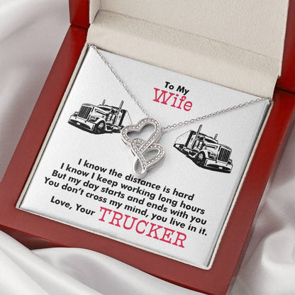 Trucker's Wife -  Double Hearts Necklace