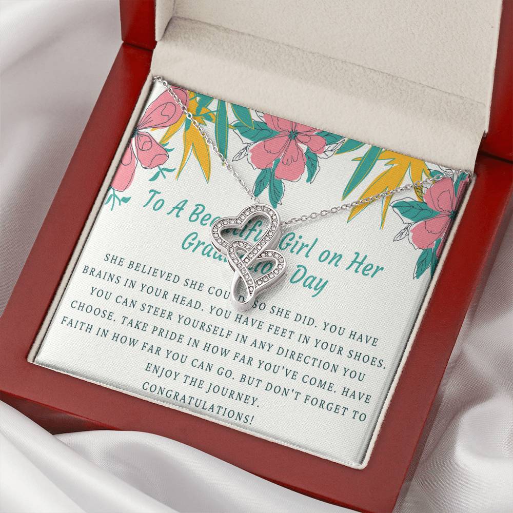 Graduation Gift Necklace - Graduation Gift For Her - College Graduation Gift For Her - High School - Senior Graduation Double Hearts Necklace