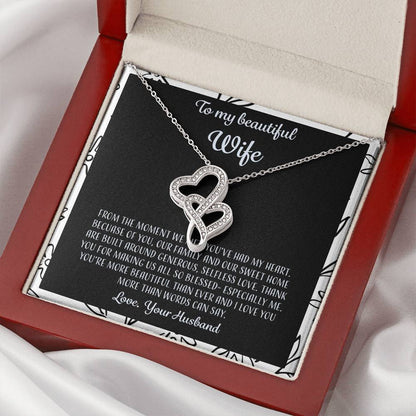 To My Beautiful Wife From The Moment We Met - Floral Double Hearts Necklace