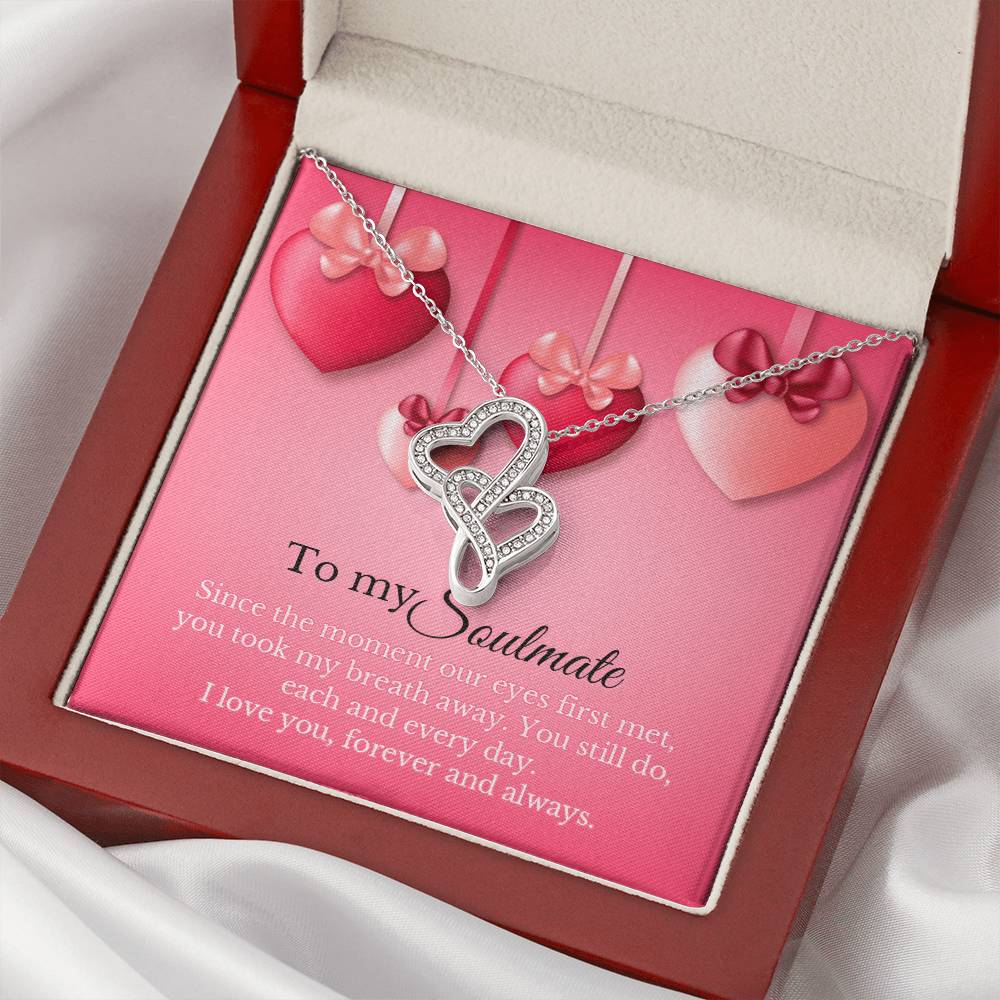 To My Soulmate Gift Double Hearts Necklace