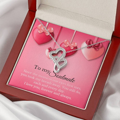 To My Soulmate Gift Double Hearts Necklace