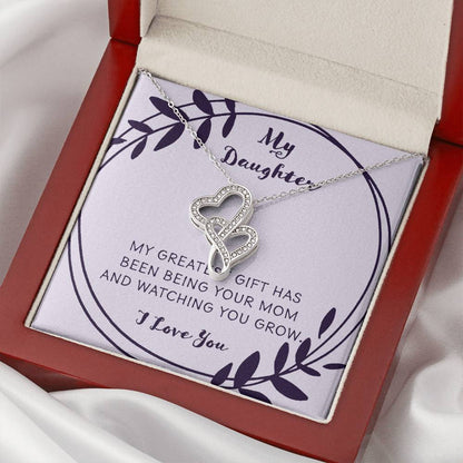 My Daughter My Greatest Gift Double Hearts Necklace