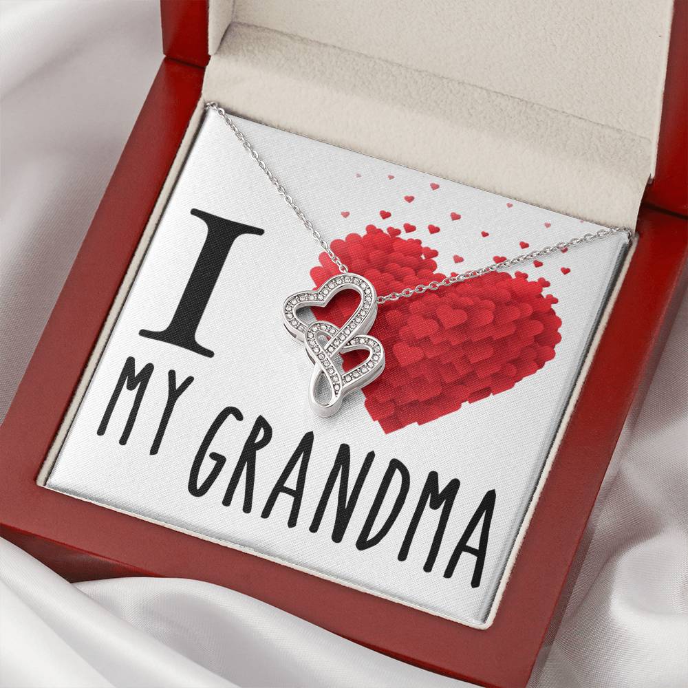 I Love My Grandma A Double Hearts Cz Necklace For Valentines Day Or Birthday Heartfelt Keepsake Gift Double Hearts Necklace