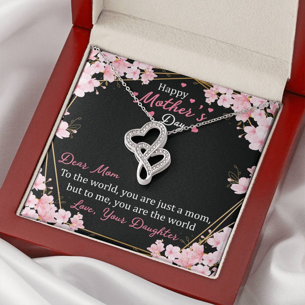 Happy Mother's Day 3 Double Hearts Necklace