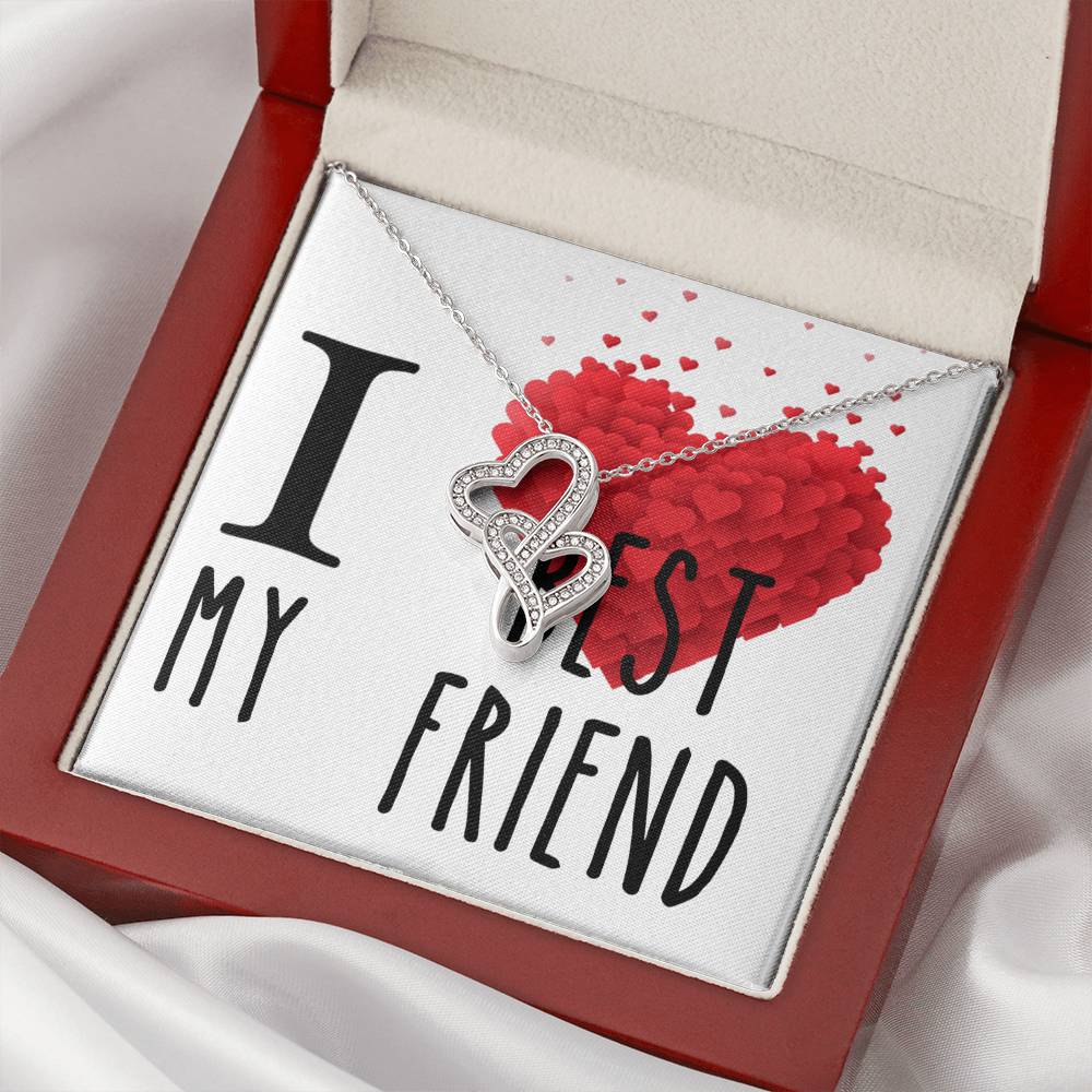 I Love My Best Friend Double Hearts Cz Necklace For Valentines Day Or Birthday Gift Double Hearts Necklace