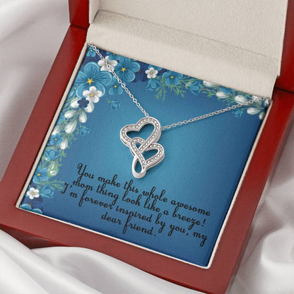 Tell Your Friend How Good Mom She Is. Double Hearts Necklace