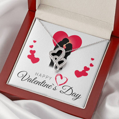 Happy Valentine's Day Necklace -  Message Card - Necklaces For Women - Future Mrs. Necklace - En Double Hearts Necklace