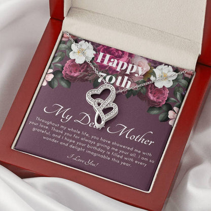 Mother's 70Th Birthday Gift  Gift For Mom On Her Birthday  Gift For Mom From Daughter & Son  Mom Necklace  Best Mom Gi Double Hearts Necklace