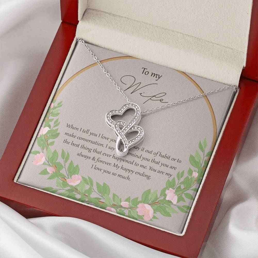To My Wife When I Fell In Love With You - Floral Double Hearts Necklace