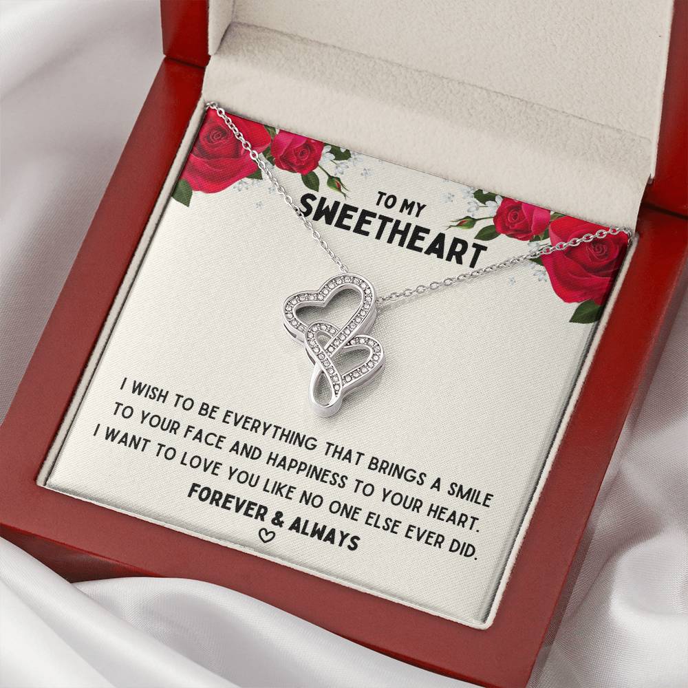 To My Sweetheart - Love You More Than Anyone - Double Heart Necklace Double Hearts Necklace