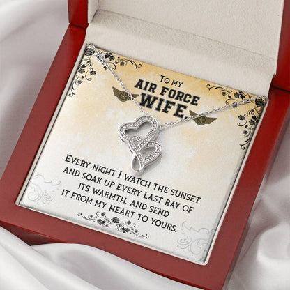 To My Air Force Wife Necklace Double Hearts Necklace
