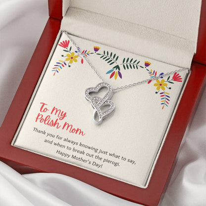 To My Polish Mom On Mother's Day Necklace Double Hearts Necklace