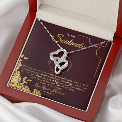 Soulmate Necklace Gift For Her - Gold Rose Wife -  - To My Soulmate Necklace - Anniversary Gift  Double Hearts Necklace