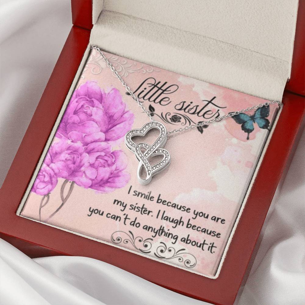 To My Little Sister Necklace Double Hearts Necklace