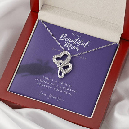 Mother Of The Groom Gift From Son  Mom Wedding Gift From Son  Wedding Gift From Groom To Mom Necklace Gift For Mom  We 4 Double Hearts Necklace
