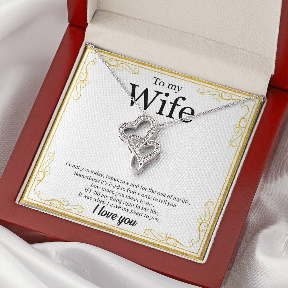 To My Wife - I Love You Message - Tmw19 Double Hearts Necklace