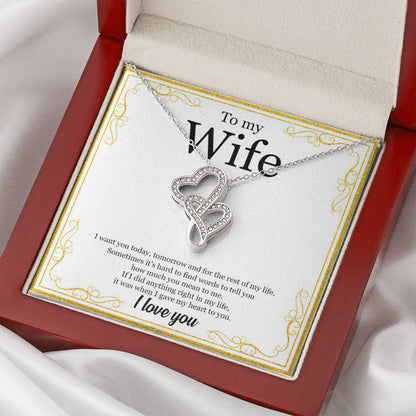 To My Wife - I Love You Message - Tmw19 Double Hearts Necklace