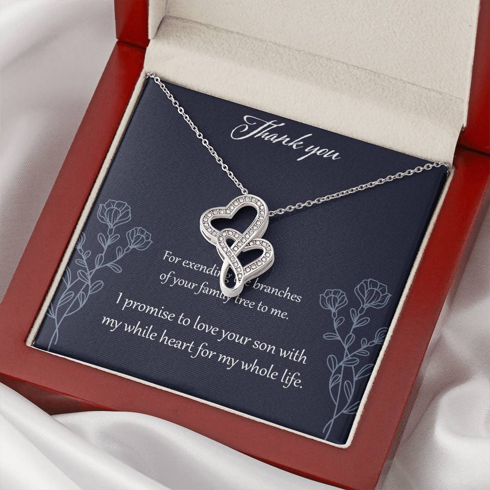 Thank You For Extending The Branch Of Your Family Double Hearts Necklace