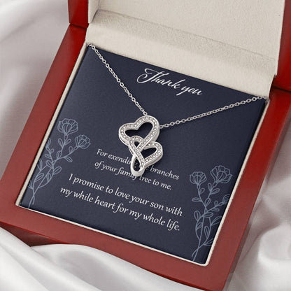 Thank You For Extending The Branch Of Your Family Double Hearts Necklace
