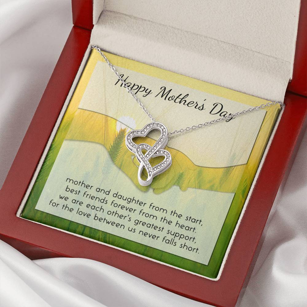 Necklace For Mom On Wedding Day Mother Necklace Message Card From Bride Thank You Gift For Mom Mother Of The Bride Nec Double Hearts Necklace