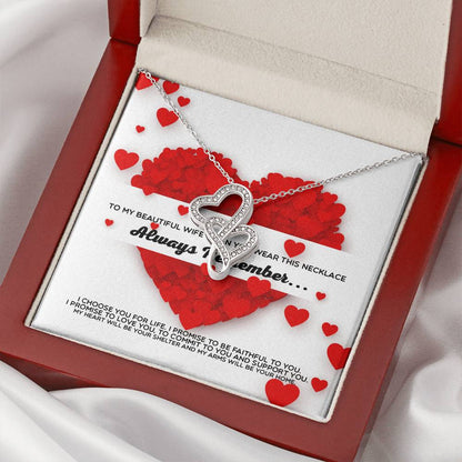 To My Beautiful Wife - Always Remember I Love You - Birthday Gift For Wife Gift For Wife Necklace For Wife Gift For Wi Double Hearts Necklace
